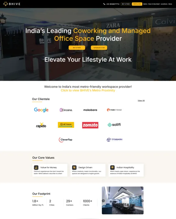 BHIVE Workspace's co-working platform