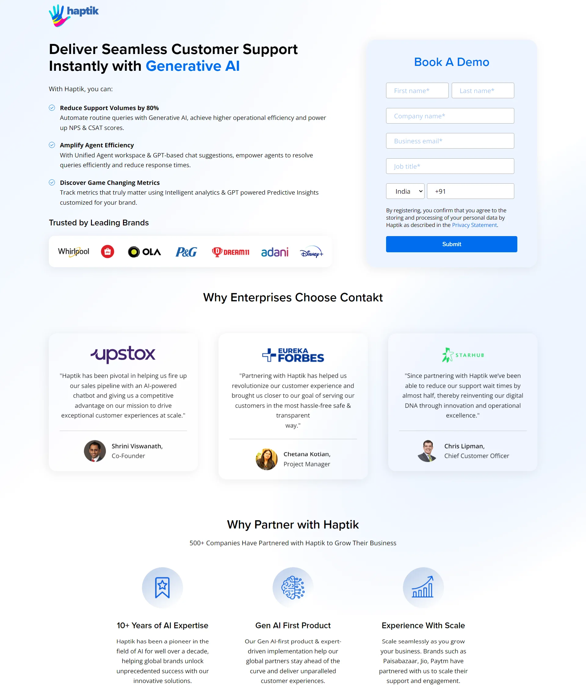 Haptik's conversational AI platform
